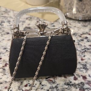 Elegant Black Handbag with Silver Accents